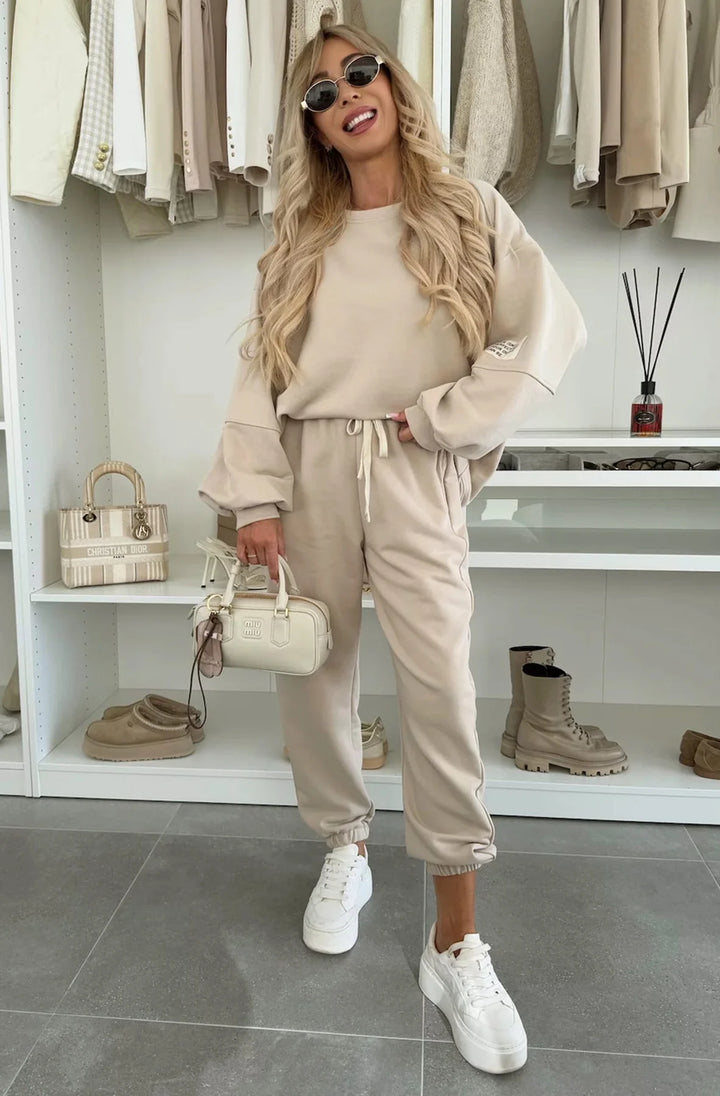 TANYA TWO PIECE CO-ORD LOUNGEWEAR SET-STONE