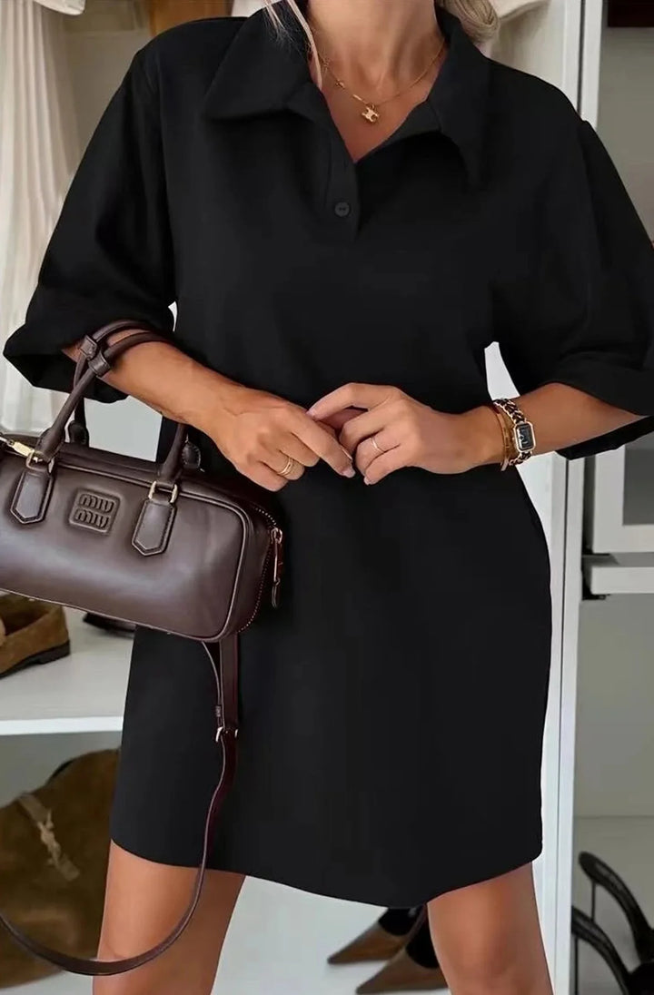TIANA CHIC POLO TUNIC DRESS-BLACK