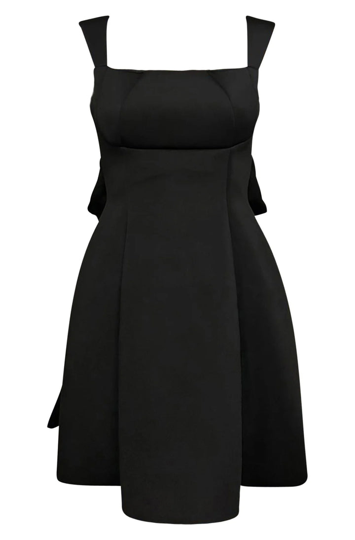 TRISHA 'BOW' SCUBA SKATER DRESS-BLACK