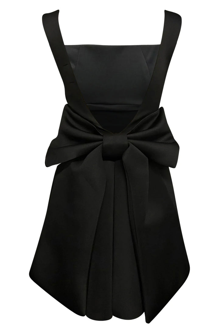 TRISHA 'BOW' SCUBA SKATER DRESS-BLACK