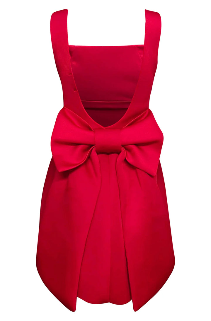 TRISHA 'BOW' SCUBA SKATER DRESS-RED