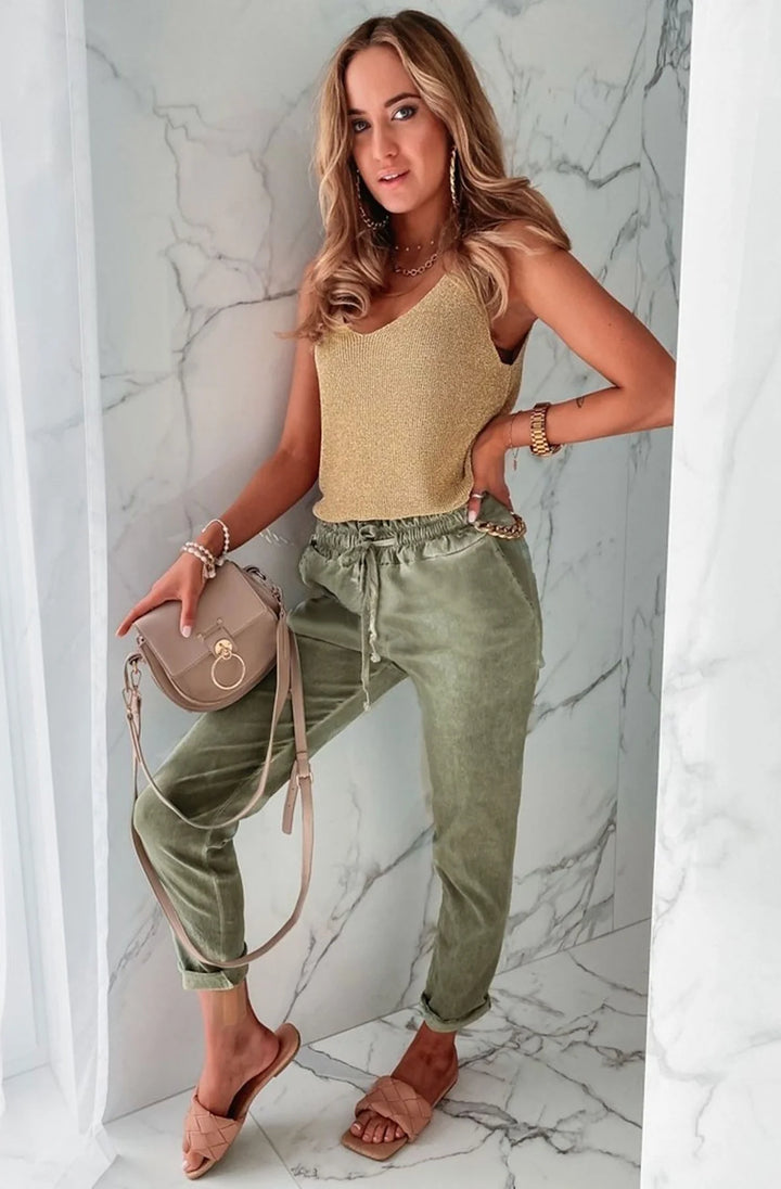 VERITY SLEEVELESS SHIMMER SHORT VEST TOP-GOLD