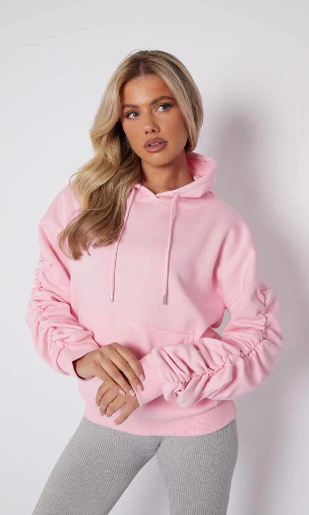 Ruched Sleeve Hoody